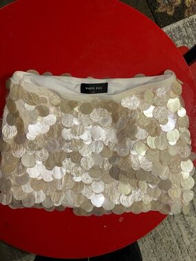 White Fox Ivory Sequin Mini Skirt